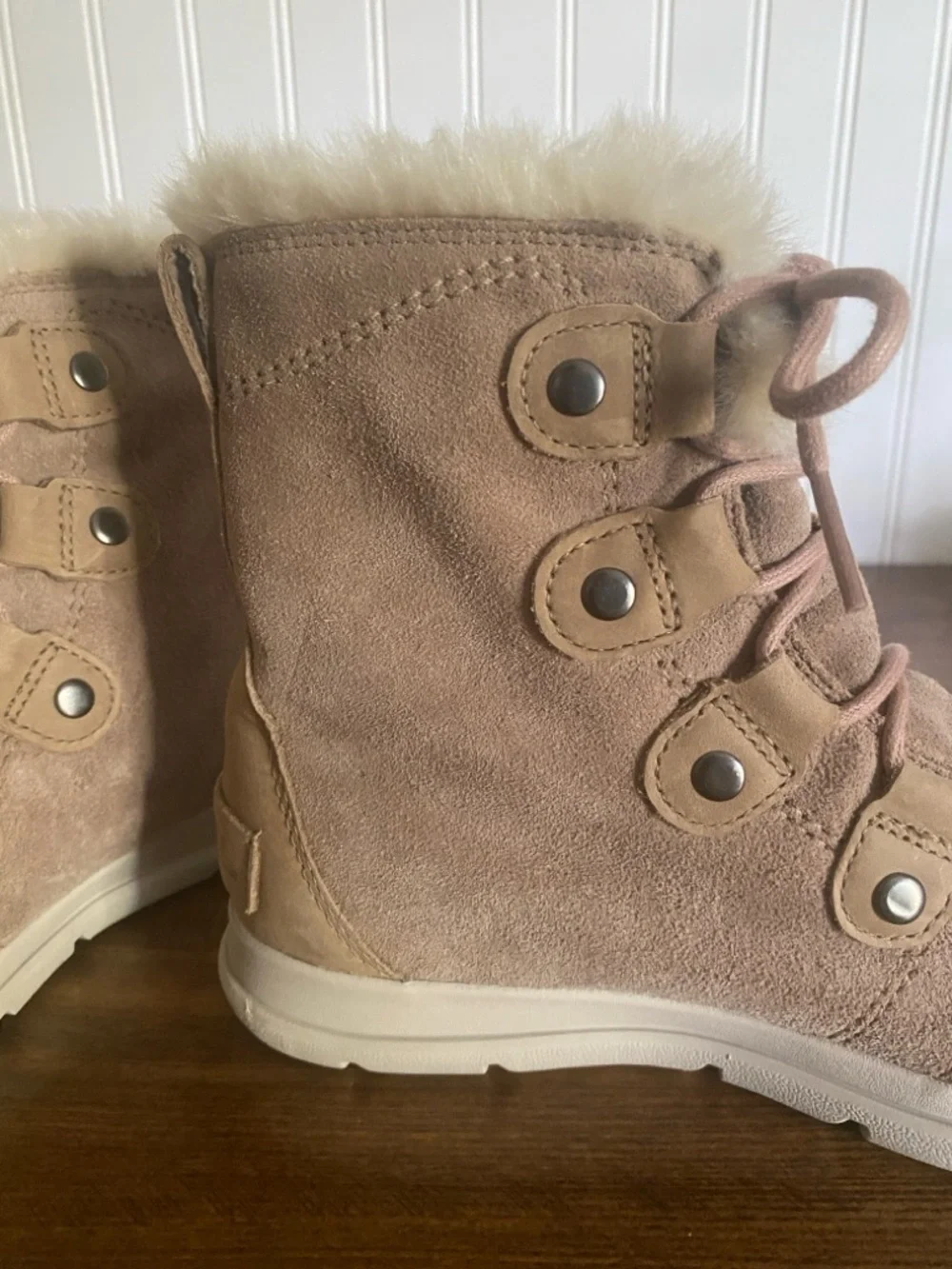 SOREL - Women's Tan Suede Faux-Fur Winter Ankle Boot